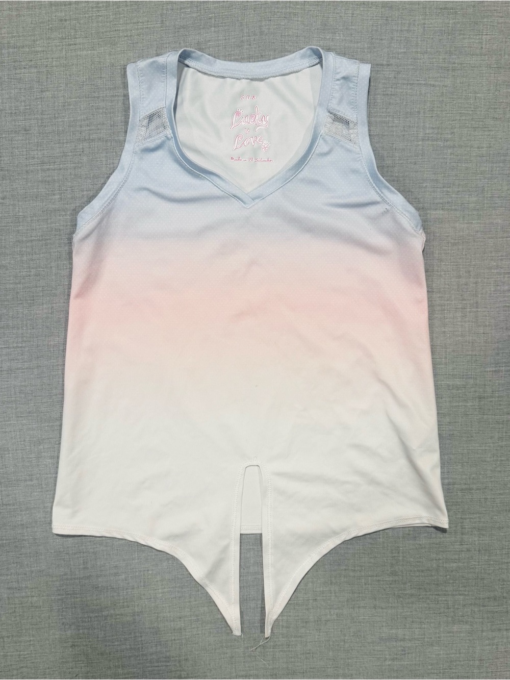 Lucky in Love Girls Ombre Tank Top in Light Blue, Pink, White, size S 7-8